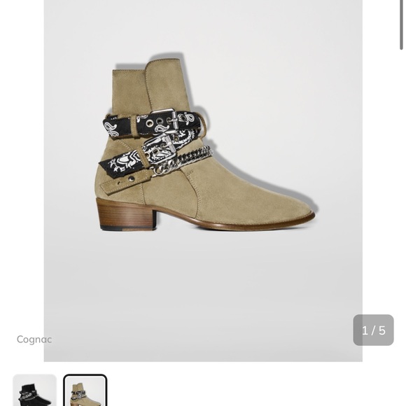 AMIRI Tan Suede Boots with Black Bandana Detail